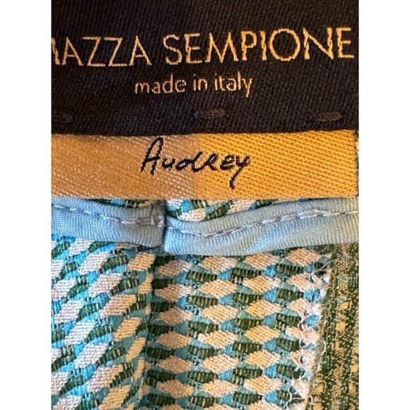 Piazza Sempione Pants Women‎ 10 Blue Green Diamond Print Cropped Audrey Trousers - Picture 10 of 10